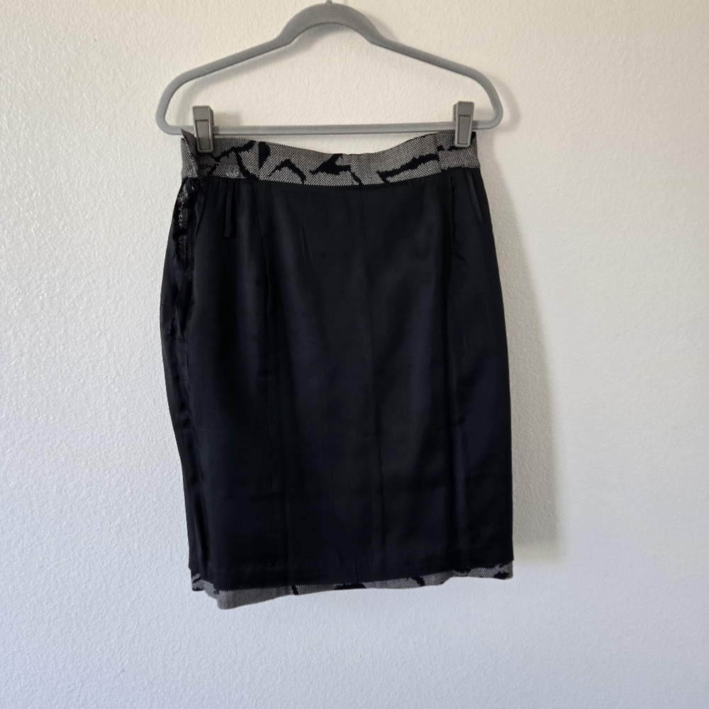 Escada Vintage Tiered Pencil Knee Length Skirt Wool Gray Black Ruffle Size 42/10 - Picture 14 of 15